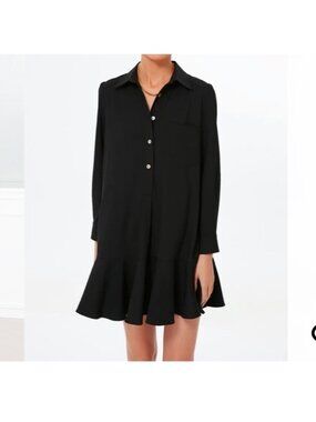 Tuckernuck Women's Size Large Black Crepe Callahan Shirt Dress Tiered